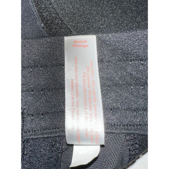 Cacique Bra Boost Plunge Black Gray lace overlay Adjustable strap 50 C - Picture 7 of 8